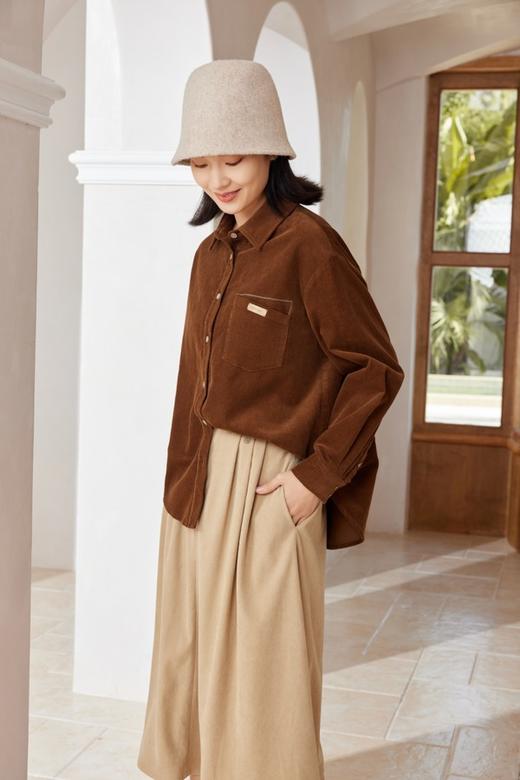 Kai & Kiera 简约设计感灯芯绒复古翻领上衣 19414 商品图0