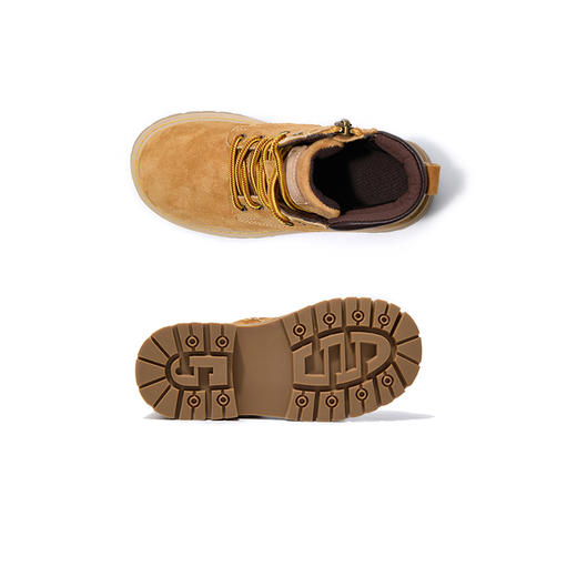 LT童鞋大黄靴2024秋冬新款加绒保暖真牛皮工装靴短靴登山鞋马丁靴 商品图1