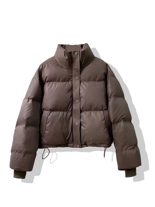 百媚生 免洗PU皮棉服短款宽松加厚面包服小个子 棉袄外套 商品图6