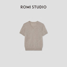 ROMI STUDIO“感知秋意”山羊绒绵羊毛混纺V领短袖毛衫 RW24SS00959