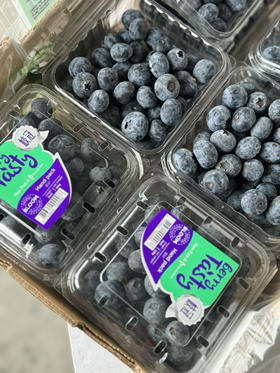 周五配送至小区门口自提！枝冠蓝莓，花青素小巨人，基本纯甜，个别带点酸125克/盒，一组4盒
