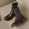 24年新款秋冬马丁靴【百丽同款马丁靴 限时99抢！】圆头复古袜靴棕色黑色 厚底粗跟瘦瘦靴 商品缩略图9