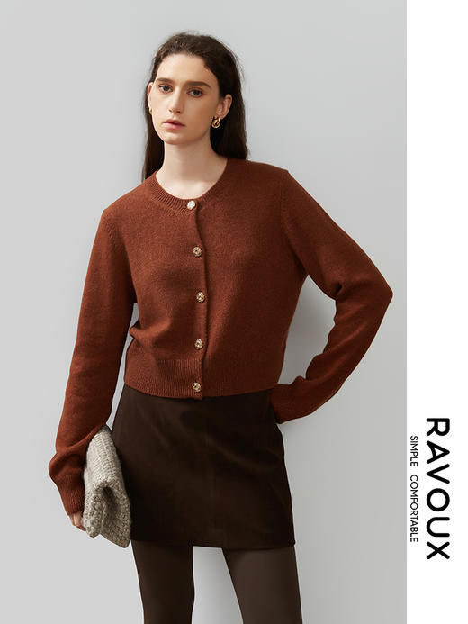 264099913花型扣短款开衫 商品图3