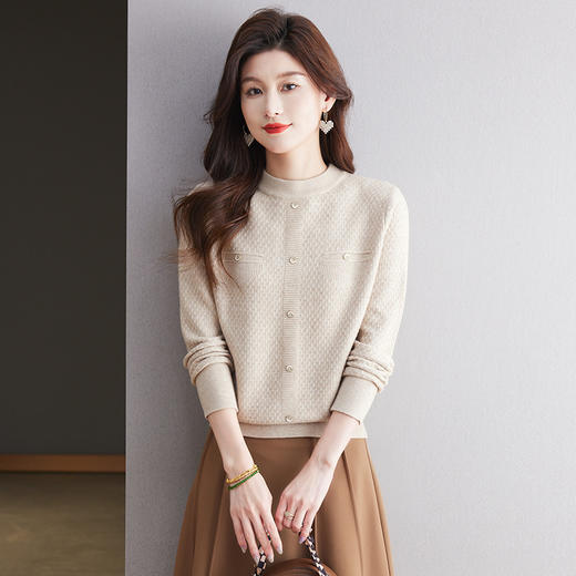 CC-27-24192小香风半高领毛衣女秋冬季2024新款好看洋气短款内搭针织打底衫厚 商品图1