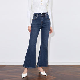 【高货wl】全新升级【铂金会员229/天猫289/差价60】(04631) 洛诗琳复古蝴蝶高级感高腰微喇牛仔裤显高弹力修身喇叭裤