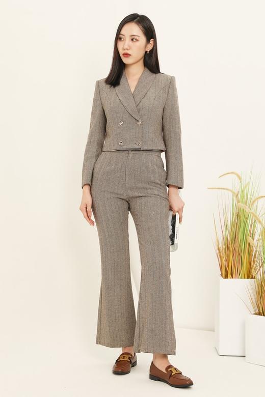 ESTELLICA 设计感可拆卸拉链西装外套阔腿裤套装 14779 商品图2