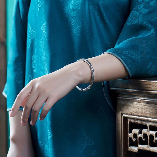 三生花银手镯 商品图1