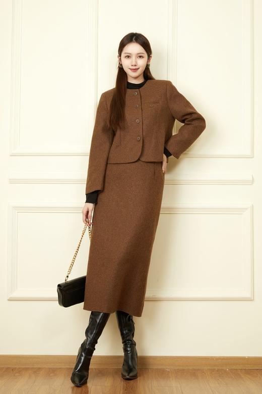 Le Malene 焦糖咖单排扣外套半裙套装 19404 商品图2