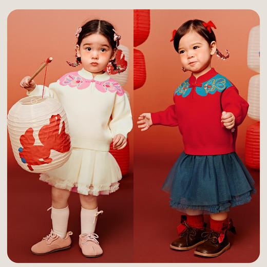 【新年季非遗联名】迷你巴拉女童长袖套装不易起球网纱两件 商品图2