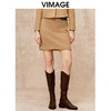 VIMAGE纬漫纪冬季新款100%绵羊毛时尚简约高腰包臀显瘦短裙半身裙V2206825 商品缩略图0