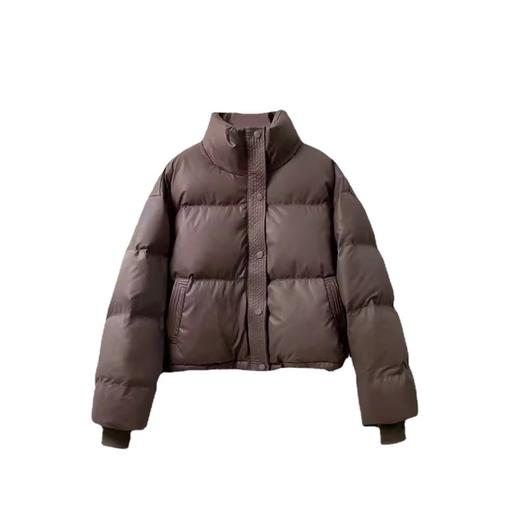 百媚生 免洗PU皮棉服短款宽松加厚面包服小个子 棉袄外套 商品图4