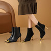 【预售5天】时尚尖头性感短靴女高跟真皮金属包头细跟皮靴子裸靴PLGZ&B1955 商品缩略图0