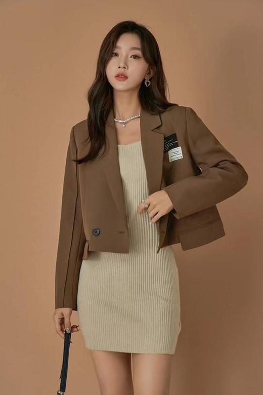 Other Mix 气质方领修身包臀针织连衣裙 14718 商品图5