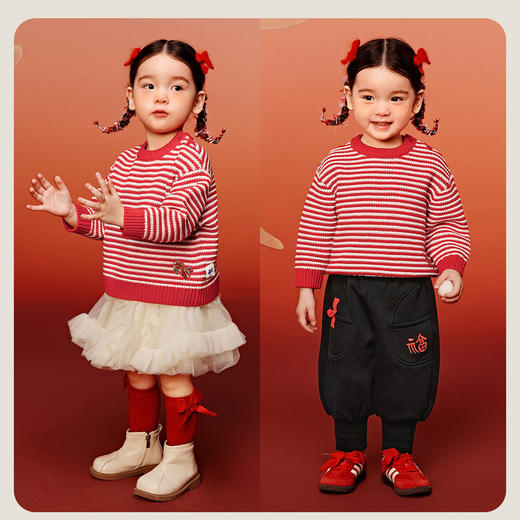 【新年非遗联名】迷你巴拉男女童毛衫2025春新品针织衫毛衣拜年服 商品图2