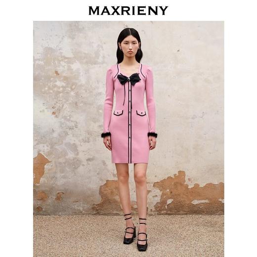 MAXRIENY秋小香风连衣裙撞色针织毛呢修身秋冬(货号:MS88DR510) 商品图1