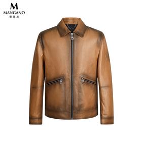 【海信嘉年华】Mangano曼加龙手工擦色羊皮夹克潮牌百搭休闲皮衣男223312570