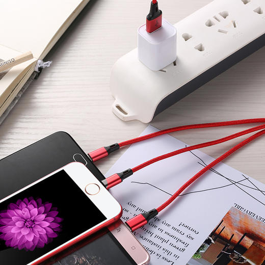 三合一智能适配持久耐用充电线（颜色随机） 商品图1