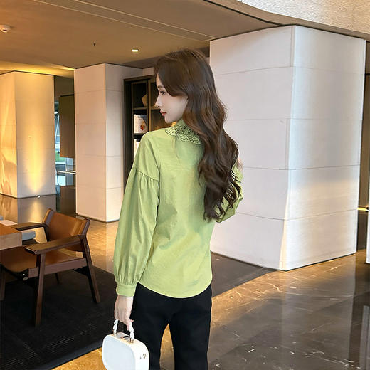 奢姿2025年秋季新款大码女装气质小众上衣胖妹妹休闲亚麻拼接衬衫9943234235 商品图4