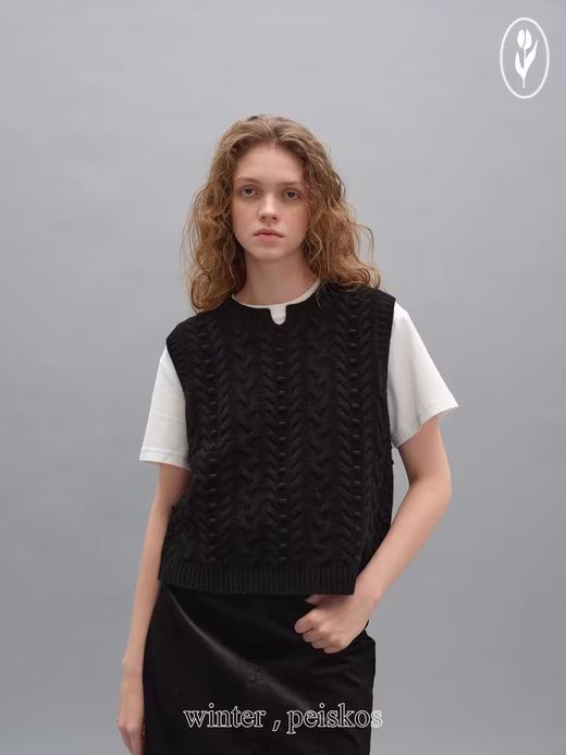 shyshystill/shy20240803/绵软羊毛轻薄保暖精巧绞花豆豆毛衫马甲 商品图3