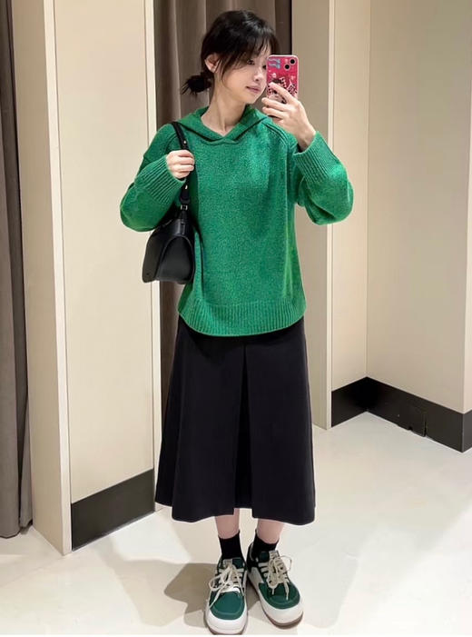 绝杀亏清 纯圆正 小禾 厚实重磅 康宝莱夹花羊绒 圣诞绿 连帽针织衫  无退换  商品图4