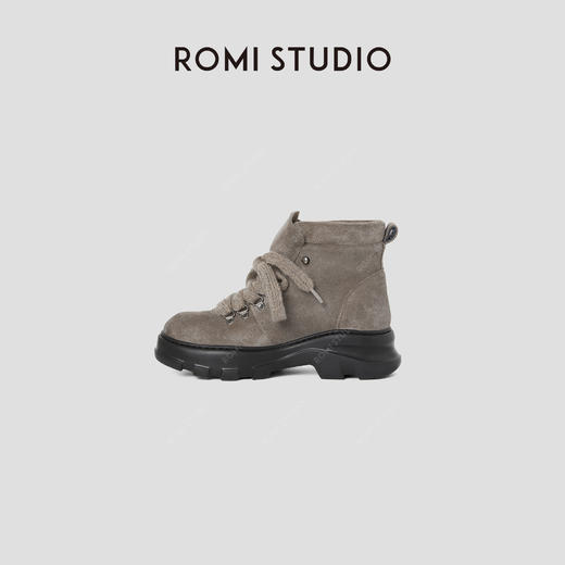 ROMI STUDIO“率性自我”绒面牛皮拼混种羊皮厚底马丁靴RW24WP30708 商品图1