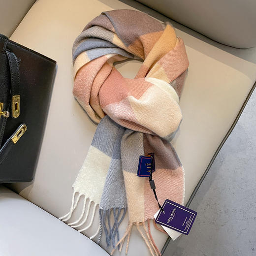 丁摩 英国经典100%澳洲羊毛格子围巾男女情侣款秋冬季保暖羊绒围脖4ZF-160YM 商品图7