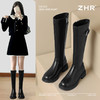 ZHR则则厚底扣带长筒靴2024新款英伦骑士靴百搭显瘦加绒长靴女靴 商品缩略图0