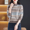 CC-13-6610条纹毛衣女款2024新款冬季时尚针织小衫半高领内搭宽松打底衫秋冬 商品缩略图1