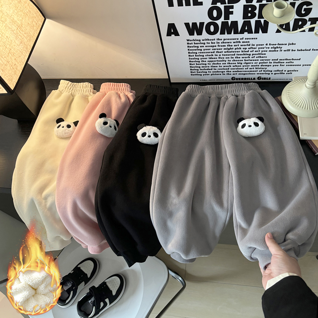 【敲可爱🌈 49.9/2件】可可爱爱加绒加厚540g奥粒绒小熊猫胖胖裤版型超级好80-130闭眼入店