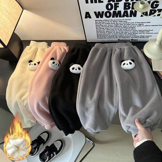 【敲可爱🌈 49.9/2件】可可爱爱加绒加厚540g奥粒绒小熊猫胖胖裤版型超级好80-130闭眼入店 商品图0