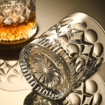 青苹果雕花玻璃威士忌洋酒杯280ml两只 轻奢白酒杯啤酒KTV会所家用 /厨具 /酒杯/酒具 /洋酒杯 商品图1