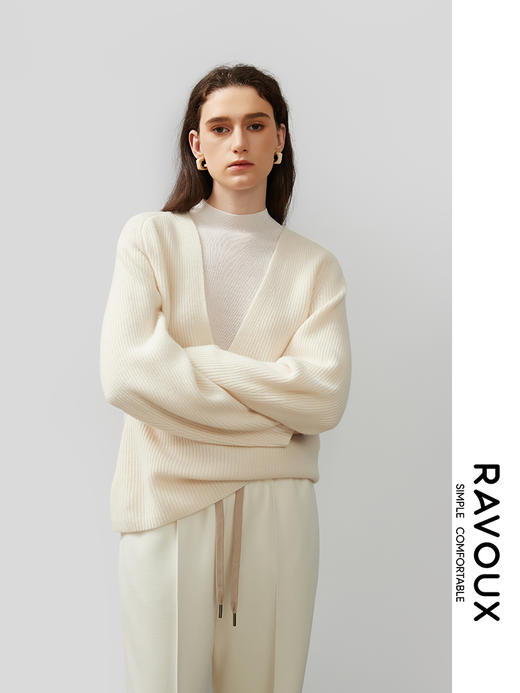 264089910深V竖纹理连肩袖毛衫 商品图5