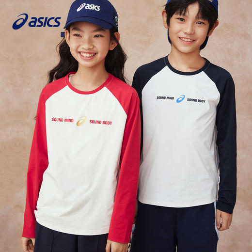 【新年限定】Asics/亚瑟士童装长袖针织T恤25年儿童新年红色新款 商品图0