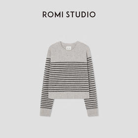 ROMI STUDIO“温暖已至”美利奴绵羊毛混纺软糯条纹毛衫RW24WSG1079