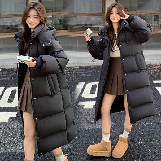 奢姿大码女装2024冬季减龄连帽立领中长款羽绒服胖妹妹保暖外套7344300231 商品图2