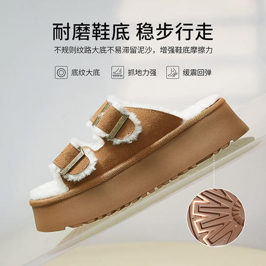 ZHR则则加厚加绒勃肯拖鞋女2024冬季新款高颜值叠穿女鞋厚底棉鞋 商品图6