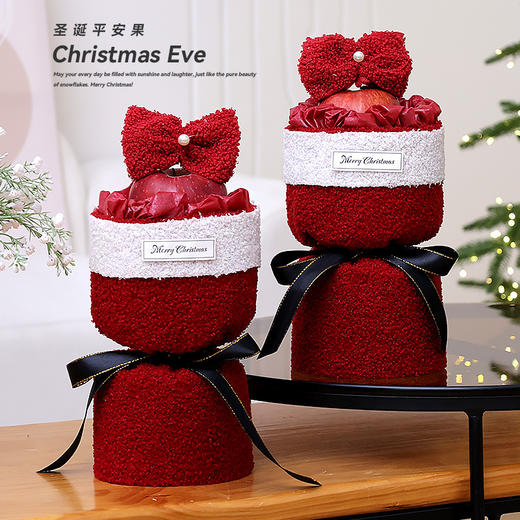 【圣诞平安果盒】圣诞装饰用品礼物平安夜苹果盒蝴蝶结平安果花束圣诞节礼物礼品袋。ry 商品图1
