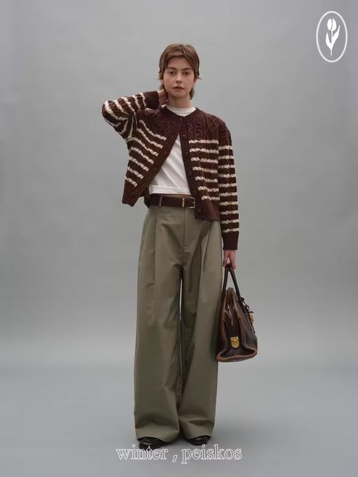 shyshystill/shy202212106/麻花针织条纹撞色海魂衫毛衣短开衫 商品图1