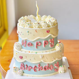 温柔奶油色系双层蛋糕（法国进口动物淡奶油）