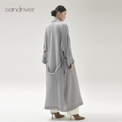 精纺羊绒轻薄青果领睡袍 SJF96W767N 商品图3