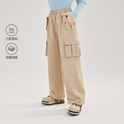 笛莎Deesha青少年女童裤子2024冬季新款复古学院风工装直筒裤 商品图0