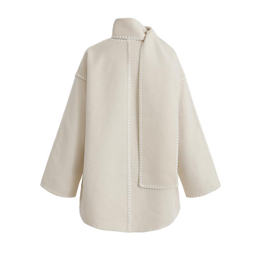 MAISON COVET 纯山羊绒中长款带围巾外套大衣 商品图6