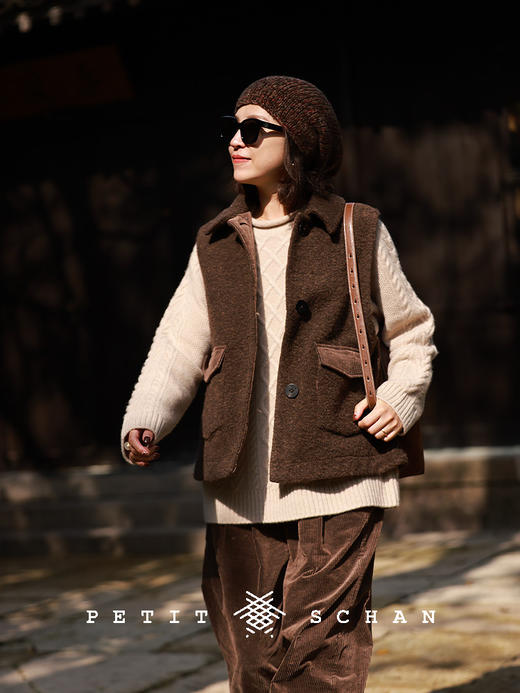 PETIT SCHAN小闪 CLO#642 slow sheep 慢羊羊 羊羔毛翻领休闲马甲外套 商品图2