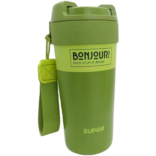 苏泊尔（SUPOR）保温杯抗菌陶瓷覆层内胆咔哒旋饮保温杯咖啡杯大容量保冷杯水杯 KCV50AB10 旷野绿 500ML 商品图5