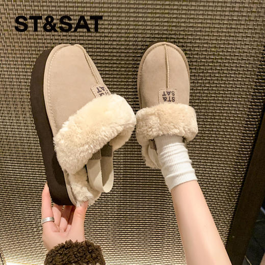 星期六舒适百搭大毛领保暖毛毛拖SSC4110F39 商品图2