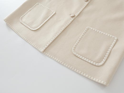 MAISON COVET 纯山羊绒中长款带围巾外套大衣 商品图11