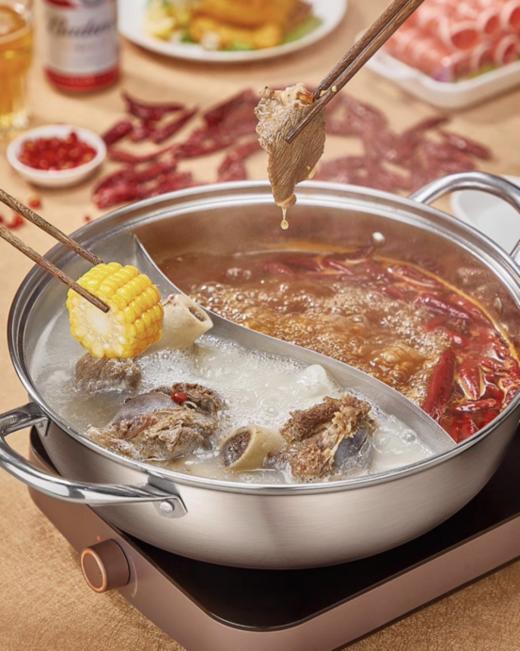 💕品牌直发仅需💰59起🌸【PONEL派能团圆鸳鸯锅】一锅两味！🌿好吃不串味！实现火锅自由🥘 ✅304不锈钢材质，安全放心 ✅双味鸳鸯锅，清鲜劲辣，同锅不串味 商品图5