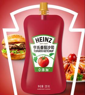 亨氏(Heinz) 番茄酱 袋装番茄沙司 意大利面薯条酱 320g 卡夫亨氏出品 1078208