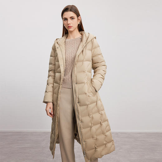 【中长款连帽羽绒服】24年秋冬新品女士90白鹅绒防风保暖中长款外套 商品图0