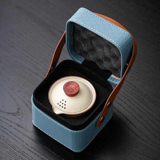 【一体式收纳，随行随走】汝窑旅行茶具 一壶三杯便捷式户外陶瓷快客杯套装 商务活动伴手礼品-QQ 商品图2
